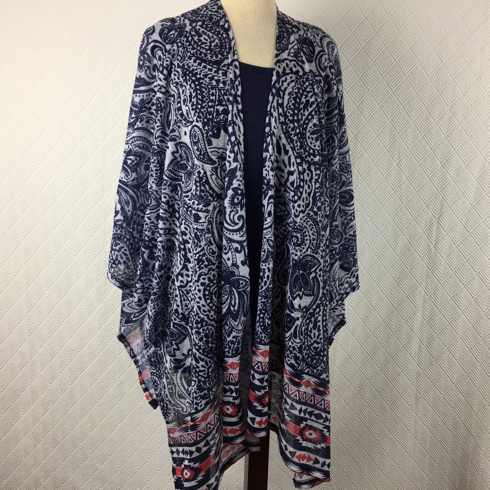 Faded Glory Womens Boho 2pc Cami Tank Cardigan Asymmetrical Hem Blue Size 2XL